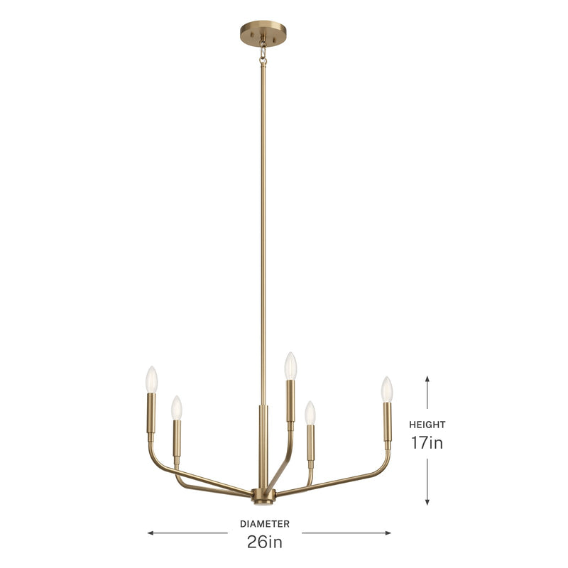 Kichler Madden 17in 5-Light Chandelier | Modern Champagne Bronze Steel | Dining Room & Living Room | 17 in H | Model 52717CPZ