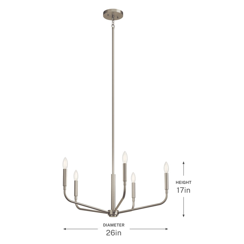 Kichler Madden 17in 5-Light Chandelier | Soft Modern Brushed Nickel Steel | Dining Room & Living Room | 17 in H | Model 52717NI