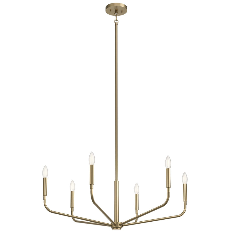 Kichler Madden 17in 6-Light Chandelier | Soft Modern Champagne Bronze Steel | Dining Room & Living Room | H 17 in | Model 52718CPZ