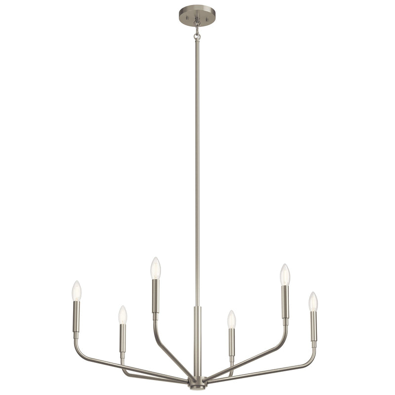 Kichler Madden 17.5in 6-Light Chandelier | Soft Modern Brushed Nickel Steel | Dining Room & Living Room | 17.5 in H | Model 52718NI