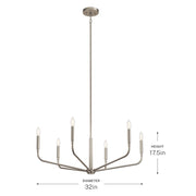 Kichler Madden 17.5in 6-Light Chandelier | Soft Modern Brushed Nickel Steel | Dining Room & Living Room | 17.5 in H | Model 52718NI