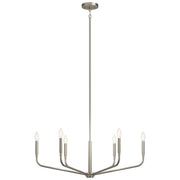 Kichler Madden 17.5in 6-Light Chandelier | Soft Modern Brushed Nickel Steel | Dining Room & Living Room | 17.5 in H | Model 52718NI