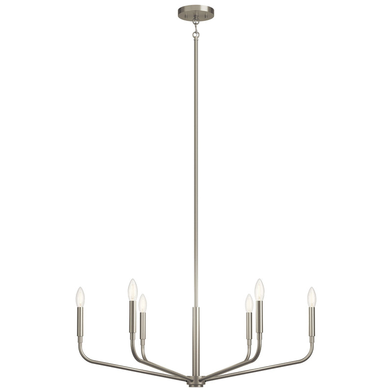 Kichler Madden 17.5in 6-Light Chandelier | Soft Modern Brushed Nickel Steel | Dining Room & Living Room | 17.5 in H | Model 52718NI