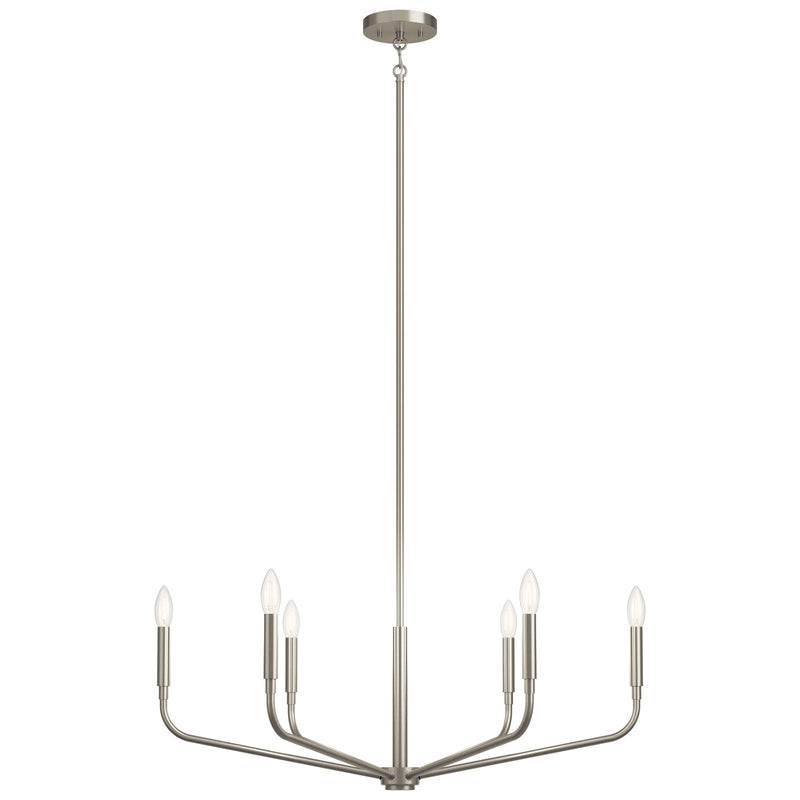 Kichler Madden 17.5in 6-Light Chandelier | Soft Modern Brushed Nickel Steel | Dining Room & Living Room | 17.5 in H | Model 52718NI