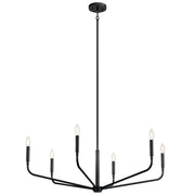 Kichler Madden 18in 6-Light Chandelier | Soft Modern Black Steel | Dining Room & Living Room | 18 in H | Model 52719BK