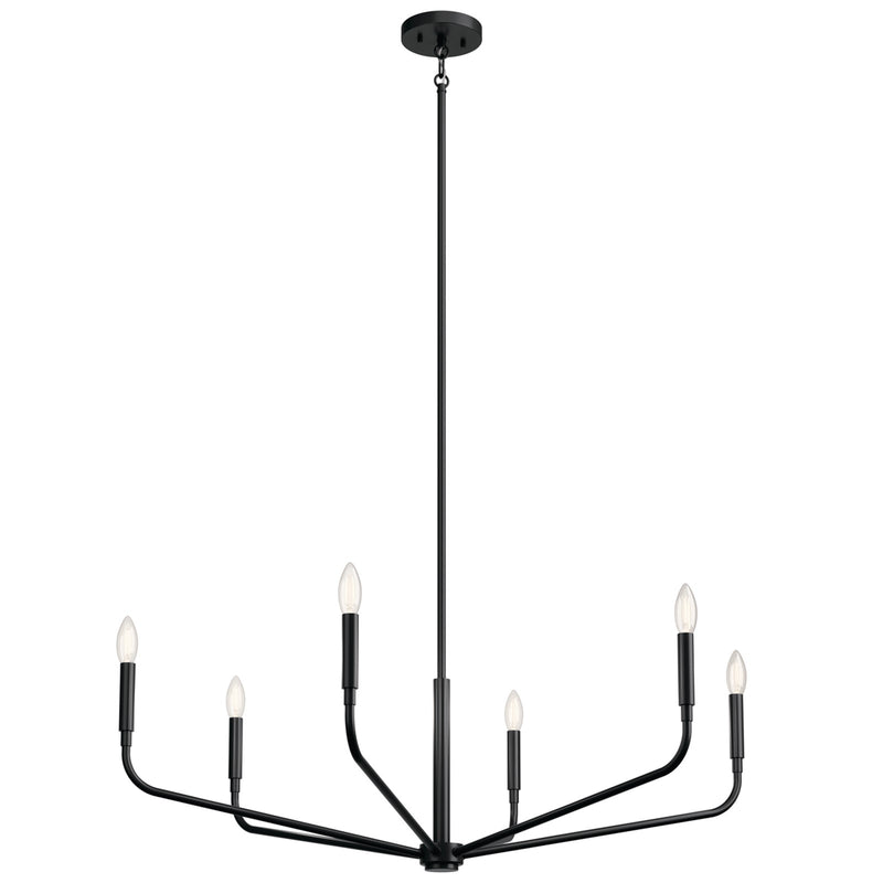Kichler Madden 18in 6-Light Chandelier | Soft Modern Black Steel | Dining Room & Living Room | 18 in H | Model 52719BK