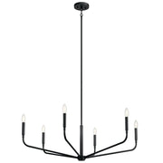 Kichler Madden 18in 6-Light Chandelier | Soft Modern Black Steel | Dining Room & Living Room | 18 in H | Model 52719BK