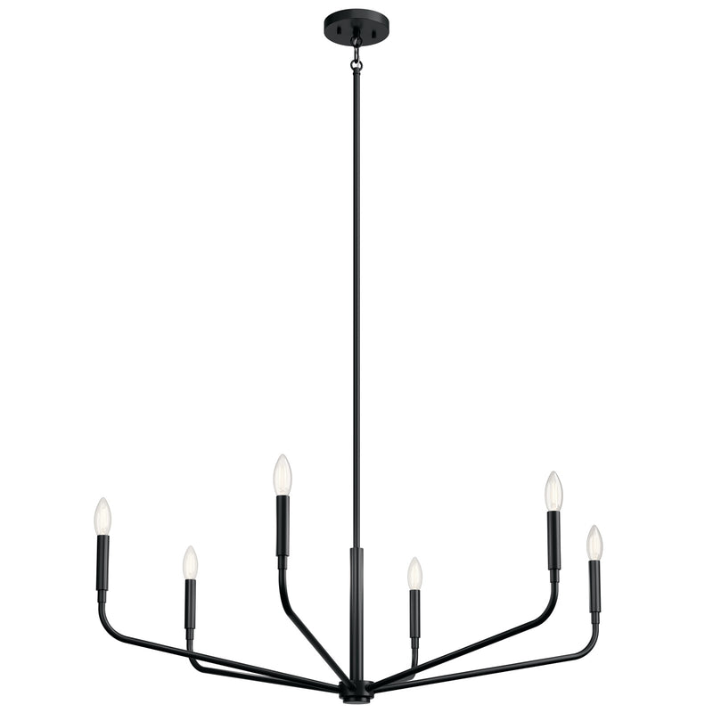 Kichler Madden 18in 6-Light Chandelier | Soft Modern Black Steel | Dining Room & Living Room | 18 in H | Model 52719BK