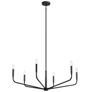 Kichler Madden 18in 6-Light Chandelier | Soft Modern Black Steel | Dining Room & Living Room | 18 in H | Model 52719BK