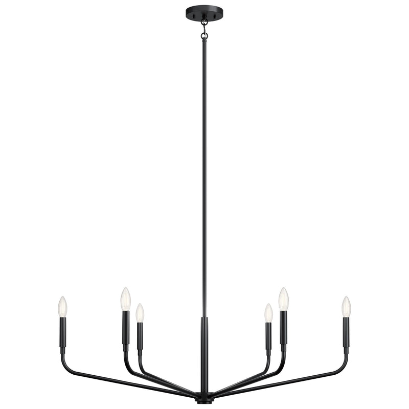 Kichler Madden 18in 6-Light Chandelier | Soft Modern Black Steel | Dining Room & Living Room | 18 in H | Model 52719BK