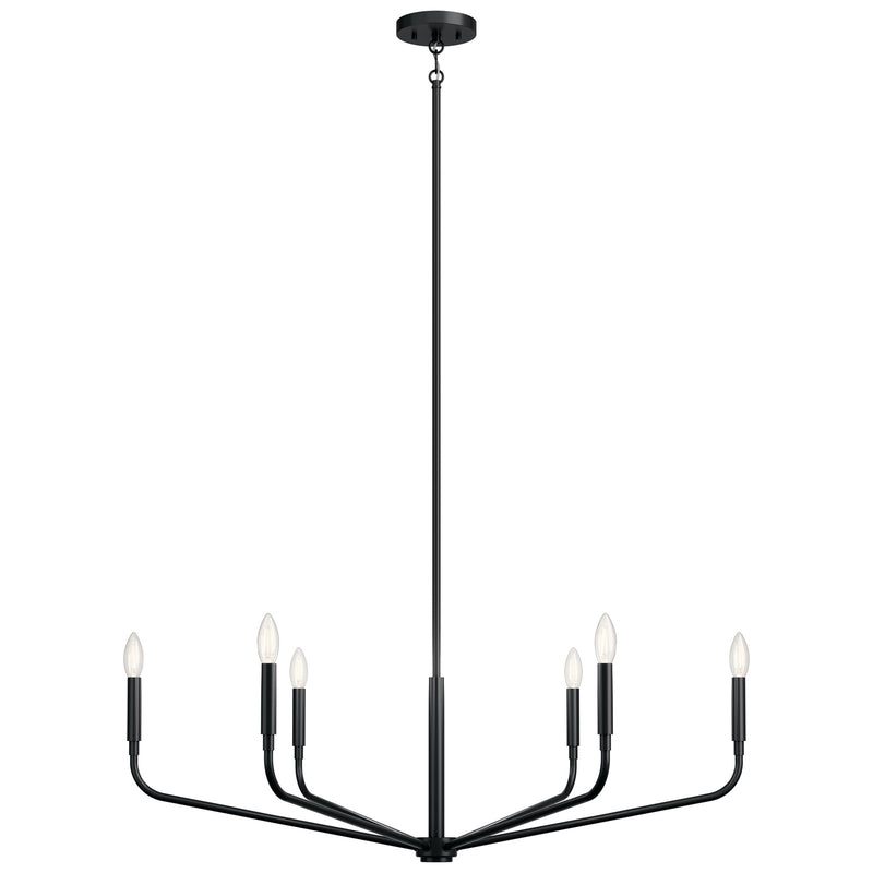 Kichler Madden 18in 6-Light Chandelier | Soft Modern Black Steel | Dining Room & Living Room | 18 in H | Model 52719BK