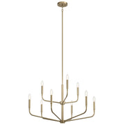 Kichler Madden 9-Light 2-Tier Chandelier | Champagne Bronze Steel and Exposed Bulbs | Dining Room & Living Room | 25.5 in H | Model 52720CPZ