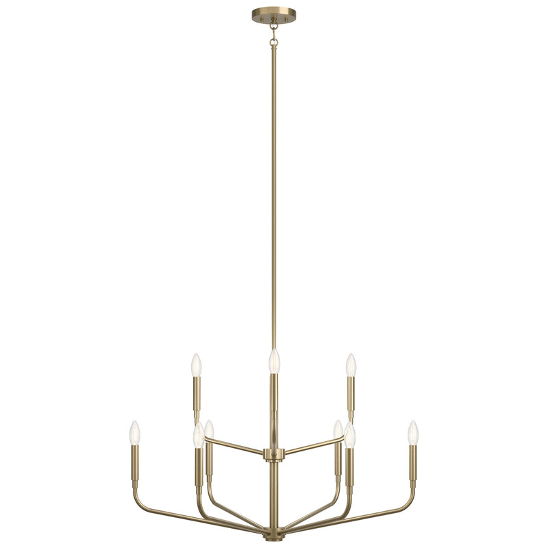 Kichler Madden 9-Light 2-Tier Chandelier | Champagne Bronze Steel and Exposed Bulbs | Dining Room & Living Room | 25.5 in H | Model 52720CPZ