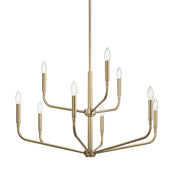 Kichler Madden 9-Light 2-Tier Chandelier | Champagne Bronze Steel and Exposed Bulbs | Dining Room & Living Room | 25.5 in H | Model 52720CPZ