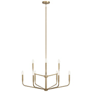 Kichler Madden 9-Light 2-Tier Chandelier | Champagne Bronze Steel and Exposed Bulbs | Dining Room & Living Room | 25.5 in H | Model 52720CPZ