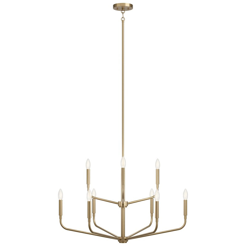 Kichler Madden 9-Light 2-Tier Chandelier | Champagne Bronze Steel and Exposed Bulbs | Dining Room & Living Room | 25.5 in H | Model 52720CPZ