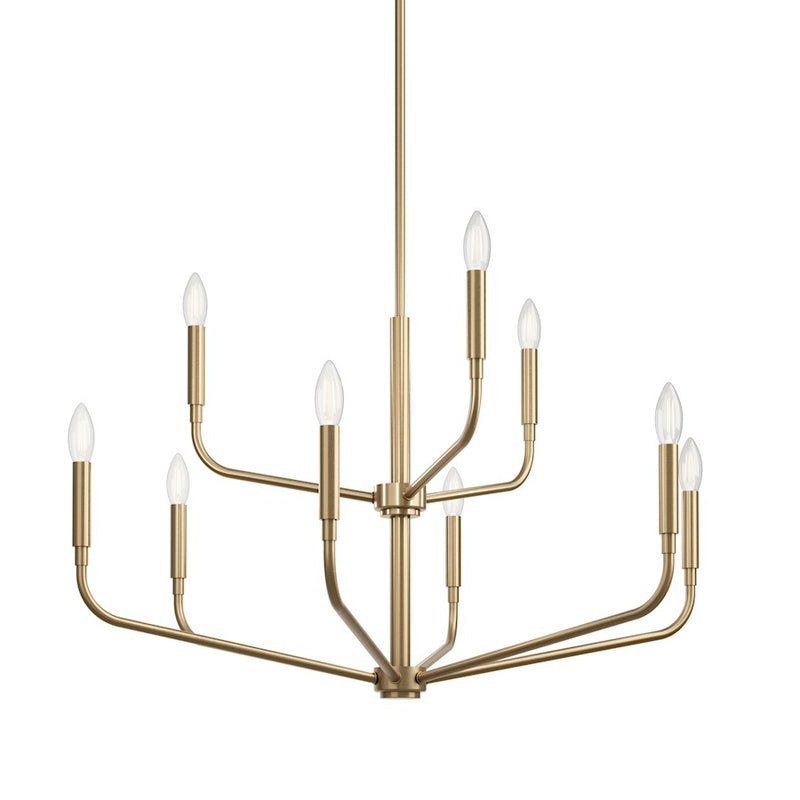 Kichler Madden 9-Light 2-Tier Chandelier | Champagne Bronze Steel and Exposed Bulbs | Dining Room & Living Room | 25.5 in H | Model 52720CPZ