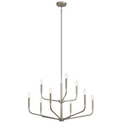 Kichler Madden 25in 9-Light 2-Tier Chandelier | Soft Modern Brushed Nickel Steel | Dining Room & Living Room | 25 in H | Model 52720NI