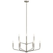 Kichler Madden 25in 9-Light 2-Tier Chandelier | Soft Modern Brushed Nickel Steel | Dining Room & Living Room | 25 in H | Model 52720NI