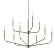 Kichler Madden 25in 9-Light 2-Tier Chandelier | Soft Modern Brushed Nickel Steel | Dining Room & Living Room | 25 in H | Model 52720NI
