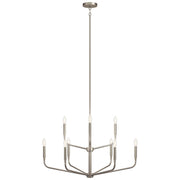 Kichler Madden 25in 9-Light 2-Tier Chandelier | Soft Modern Brushed Nickel Steel | Dining Room & Living Room | 25 in H | Model 52720NI