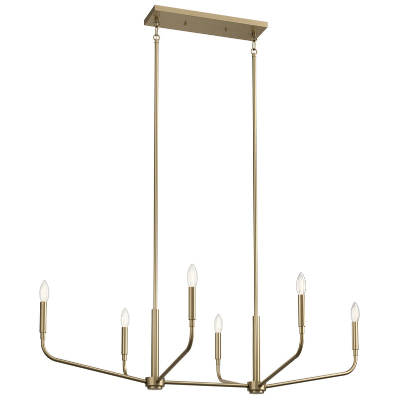 Kichler Madden 45in 6-Light Linear Chandelier | Champagne Bronze Steel | Dining Room & Living Room | 45 x 17.75 x 17.5 in | Model 52721CPZ