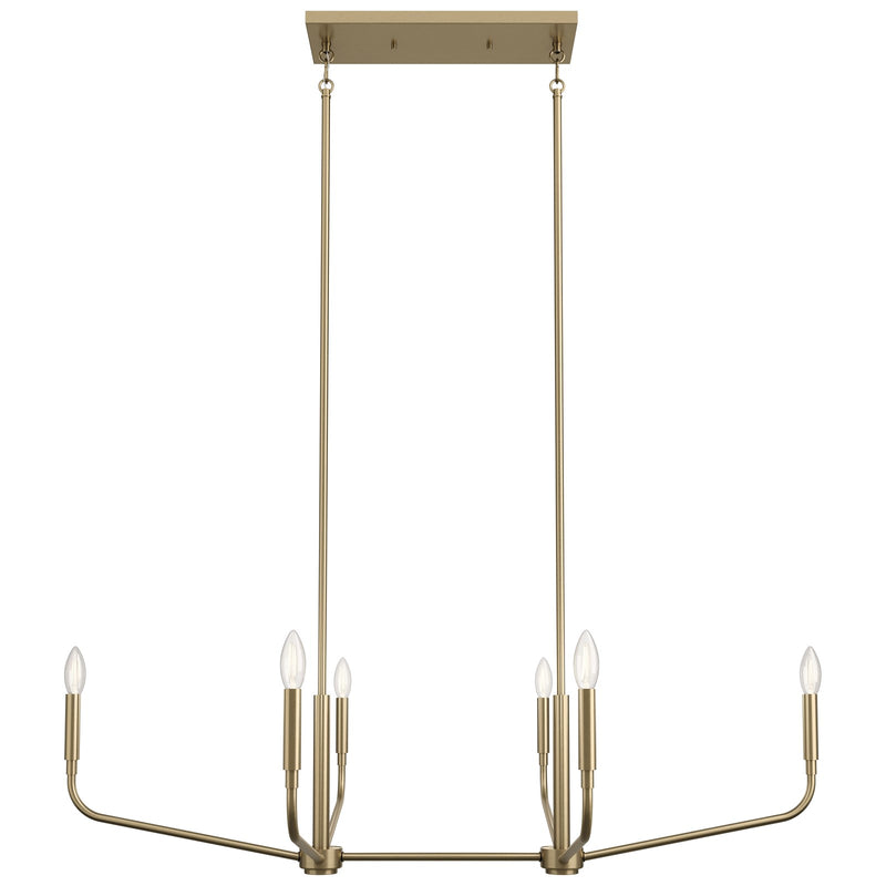 Kichler Madden 45in 6-Light Linear Chandelier | Champagne Bronze Steel | Dining Room & Living Room | 45 x 17.75 x 17.5 in | Model 52721CPZ