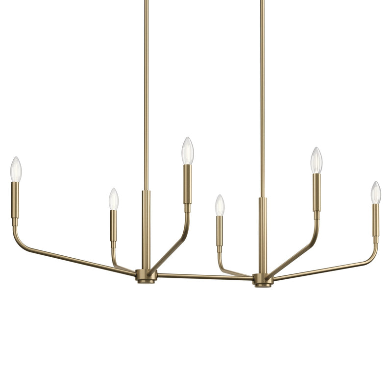 Kichler Madden 45in 6-Light Linear Chandelier | Champagne Bronze Steel | Dining Room & Living Room | 45 x 17.75 x 17.5 in | Model 52721CPZ