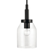 Kichler Madden 15in 1-Light Mini Pendant | Modern Black and Clear Glass | Kitchen Island & Dining Room | 75W Incandescent, Dimmable | Model 52725BK