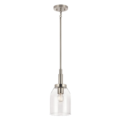 Kichler Madden 15in 1-Light Mini Pendant | Modern Brushed Nickel and Clear Glass | Kitchen Island & Dining Room | 15 in H | Model 52725NI
