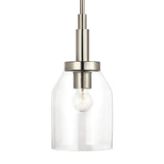 Kichler Madden 15in 1-Light Mini Pendant | Modern Brushed Nickel and Clear Glass | Kitchen Island & Dining Room | 15 in H | Model 52725NI