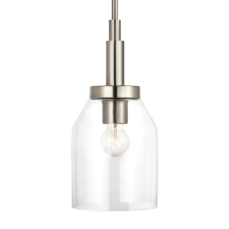 Kichler Madden 15in 1-Light Mini Pendant | Modern Brushed Nickel and Clear Glass | Kitchen Island & Dining Room | 15 in H | Model 52725NI