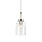 Kichler Madden 15in 1-Light Mini Pendant | Modern Brushed Nickel and Clear Glass | Kitchen Island & Dining Room | 15 in H | Model 52725NI