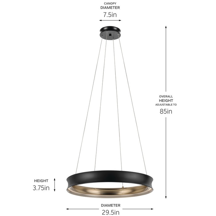 Kichler Larousse 29.5" LED Chandelier/Pendant, Black