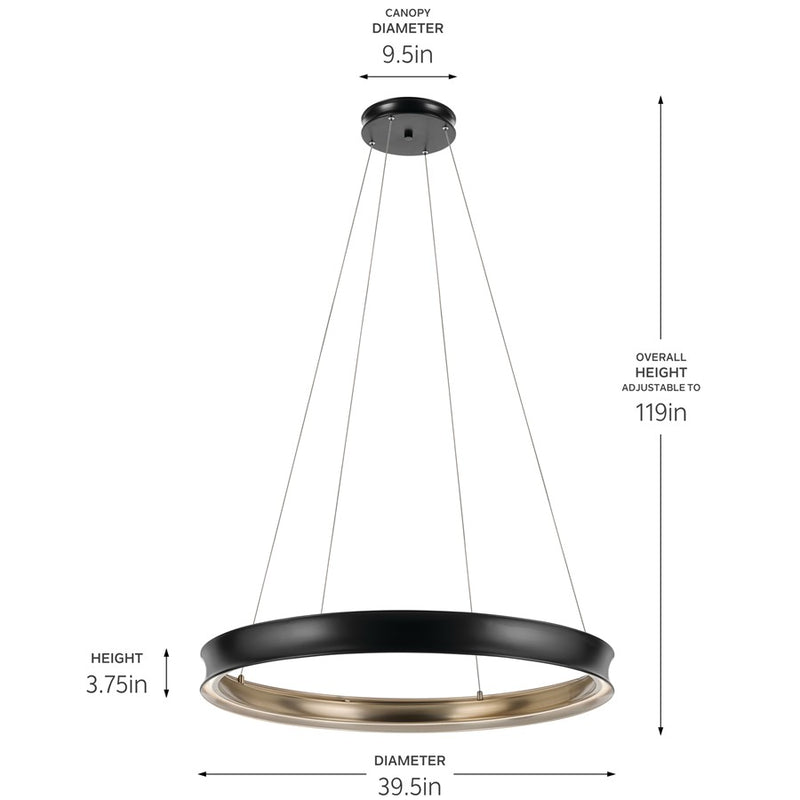 Kichler Larousse 39.5" LED Chandelier/Pendant, Black