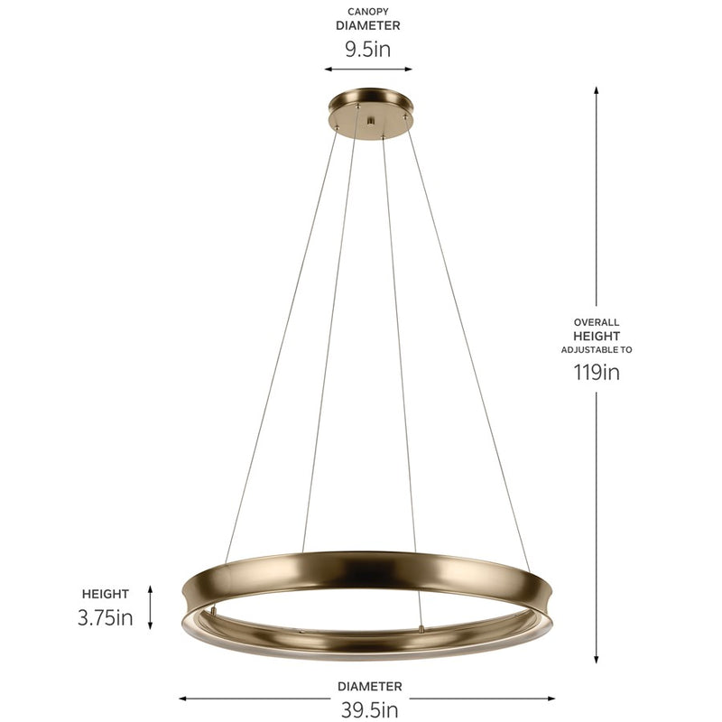 Kichler Larousse 39.5" LED Chandelier/Pendant, Champagne Bronze