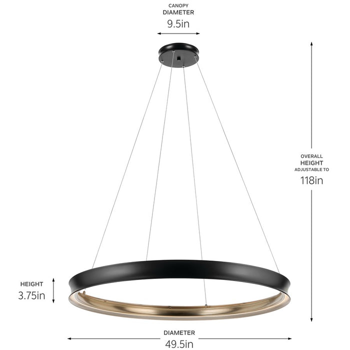 Kichler Larousse 49.5" LED Chandelier/Penadant, Black