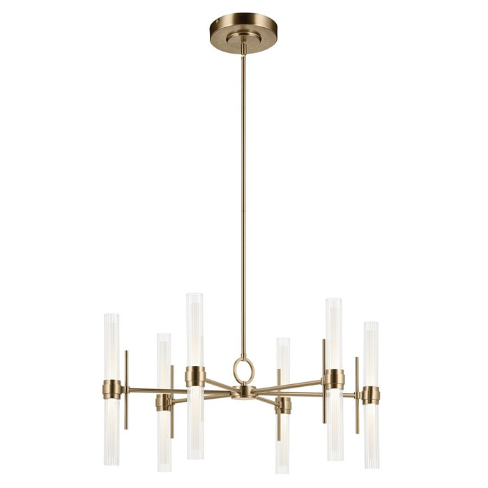 Kichler Riven 33" LED 12 Light Chandelier, Bronze/Clear Fluted - 52752CPZLED