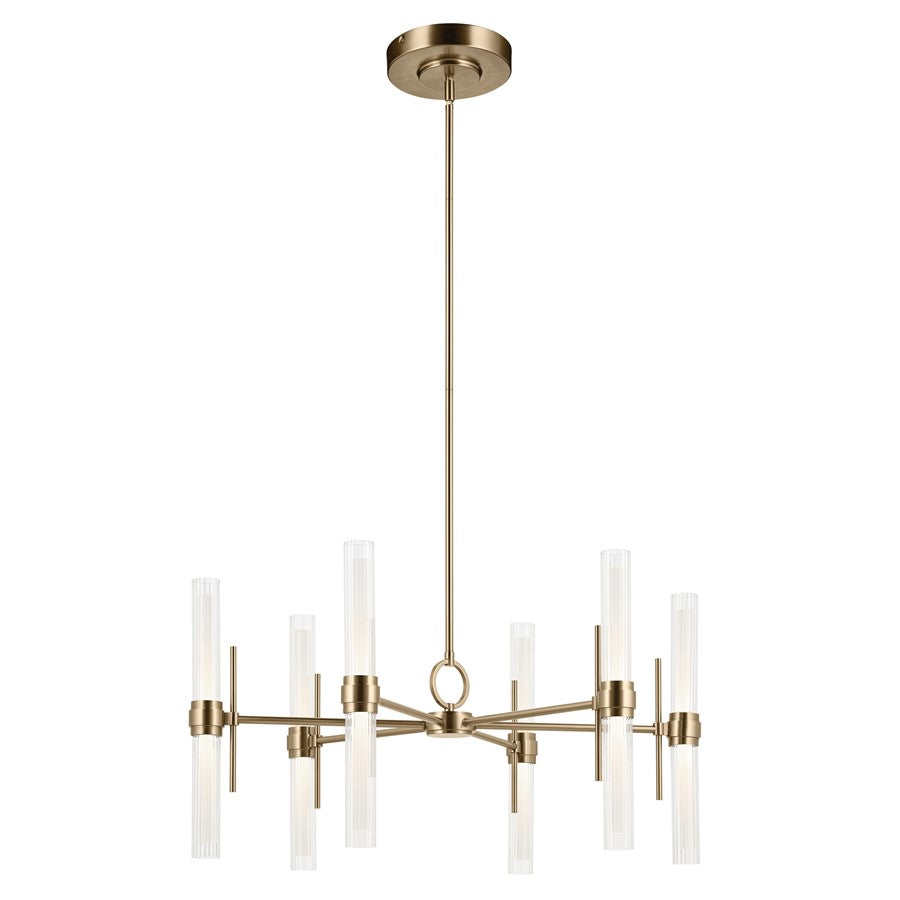 Kichler Riven 33" LED 12 Light Chandelier, Bronze/Clear Fluted - 52752CPZLED