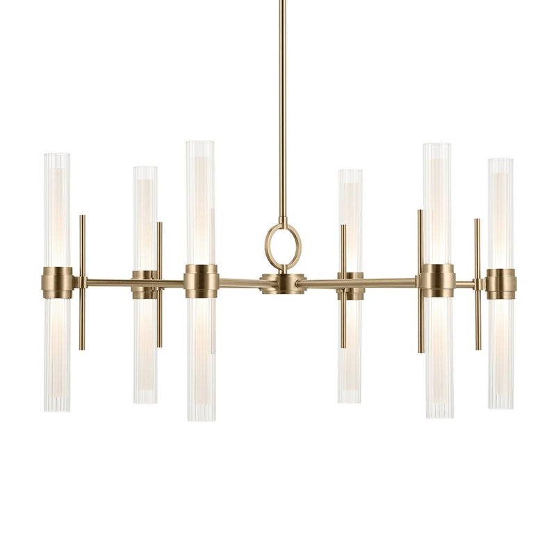 Kichler Riven 33" LED 12 Light Chandelier, Bronze/Clear Fluted