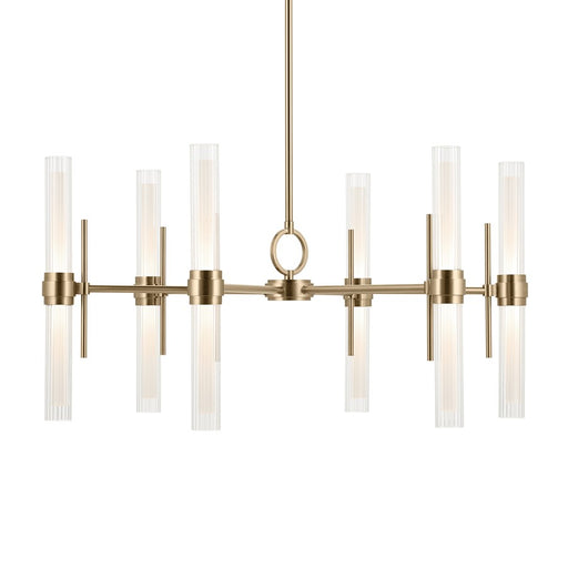 Kichler Riven 33" LED 12 Light Chandelier, Bronze/Clear Fluted