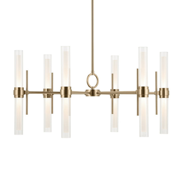 Kichler Riven 33" LED 12 Light Chandelier, Bronze/Clear Fluted