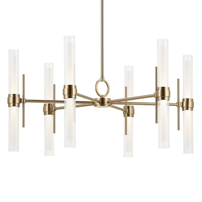 Kichler Riven 33" LED 12 Light Chandelier, Bronze/Clear Fluted