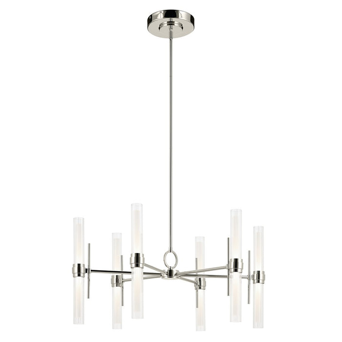 Kichler Riven 33" LED 12 Light Chandelier, Nickel/Clear Fluted - 52752PNLED