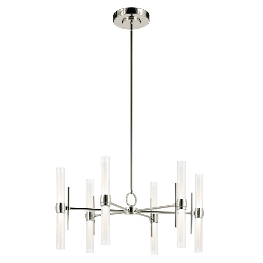 Kichler Riven 33" LED 12 Light Chandelier, Nickel/Clear Fluted - 52752PNLED