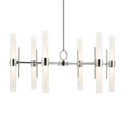 Kichler Riven 33" LED 12 Light Chandelier, Nickel/Clear Fluted