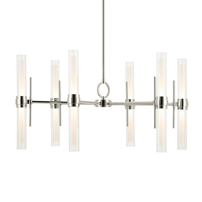 Kichler Riven 33" LED 12 Light Chandelier, Nickel/Clear Fluted