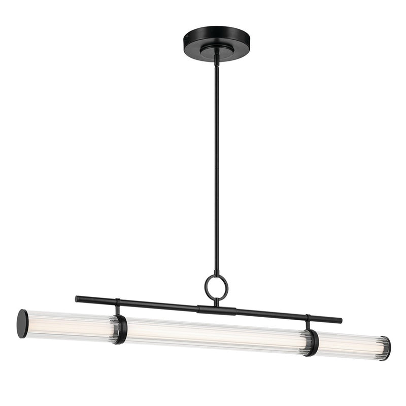Kichler Riven 48.25" LED 1Lt Linear Chandelier, Black/Clear Fluted - 52753BKLED