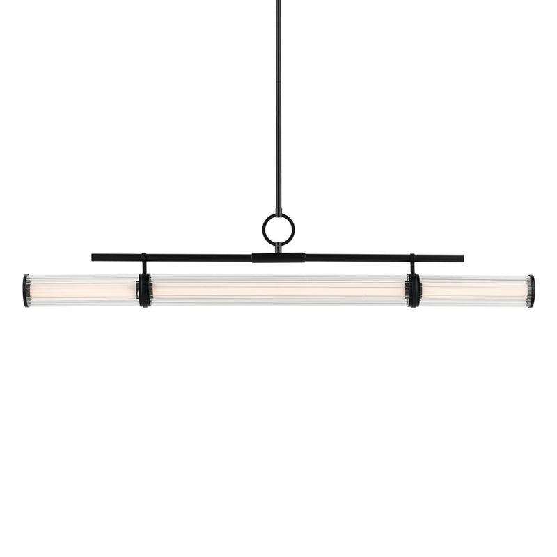 Kichler Riven 48.25" LED 1Lt Linear Chandelier, Black/Clear Fluted