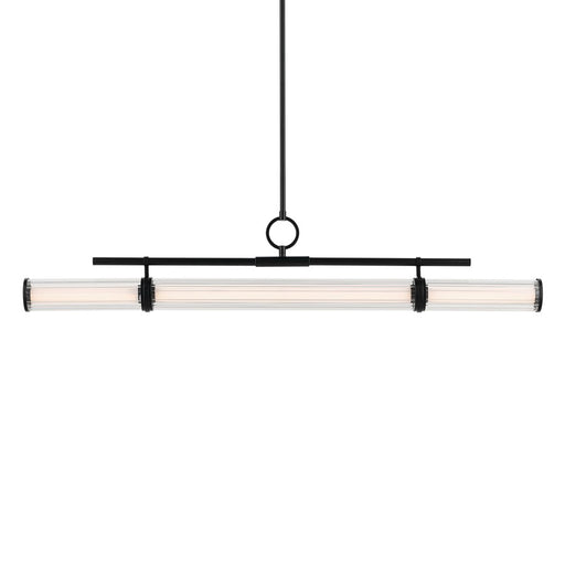 Kichler Riven 48.25" LED 1Lt Linear Chandelier, Black/Clear Fluted
